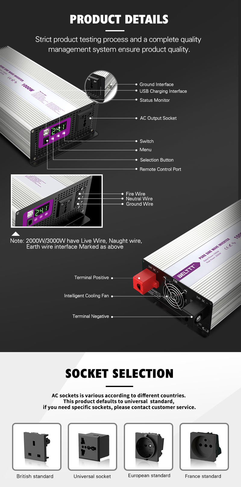 BELTTT 1000W 2000W 3000W inverter
